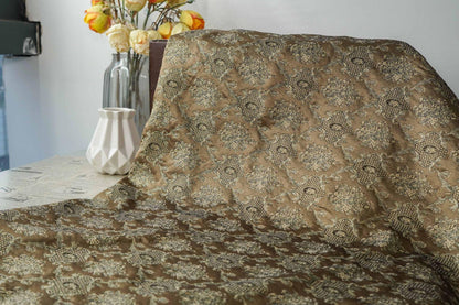 Rose Scroll Gold Thread Jacquard Fabric, Ornamental Floral Woven Textile, 2 Colors for Dresses, Jackets, Bags, Decor and Sewing