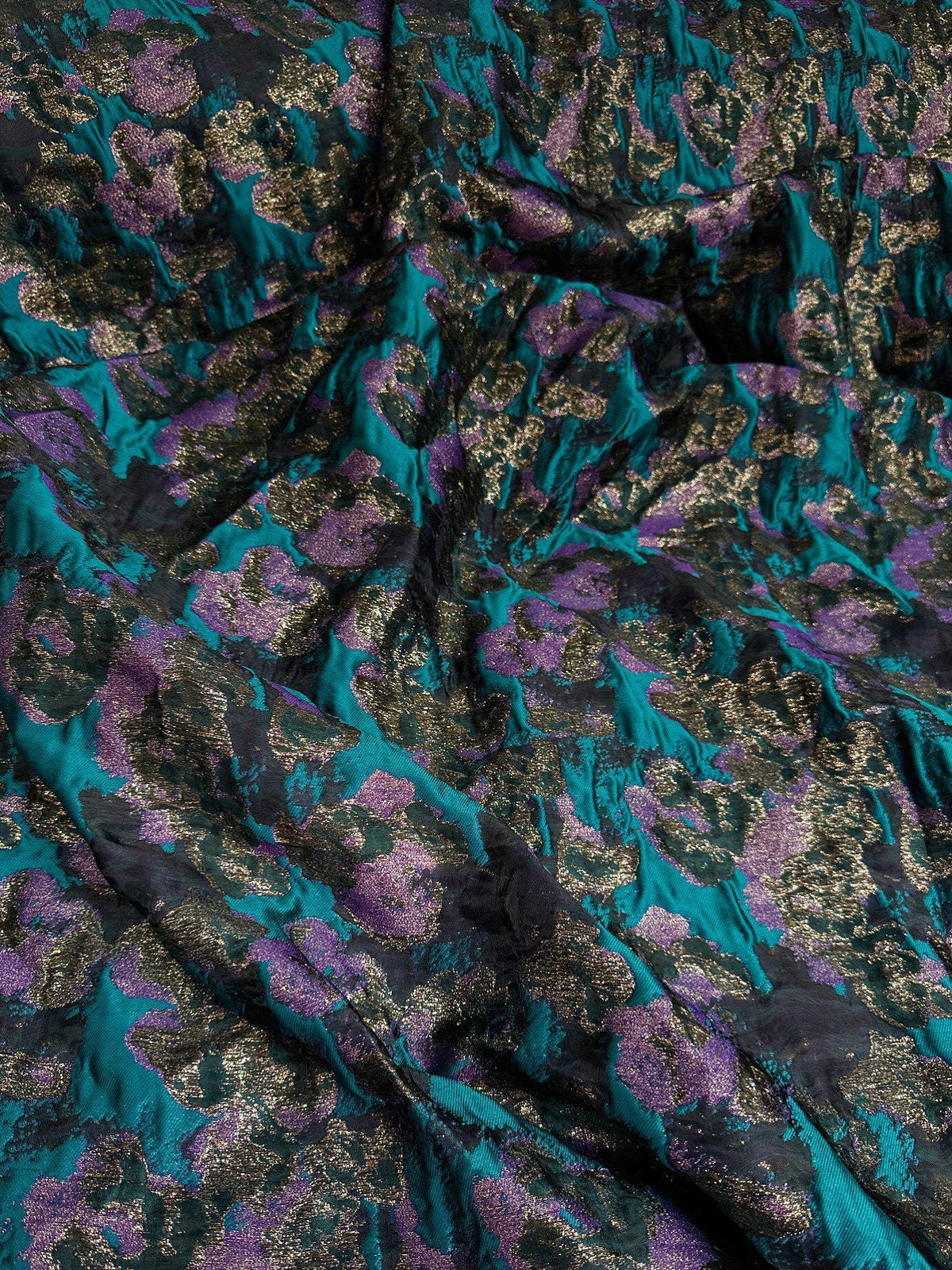 Teal Purple Shimmer Jacquard Fabric, 3D Textured Yarn-Dyed Woven Textile for Dresses, Jackets, Skirts, Costumes and Sewing, 57"Wide