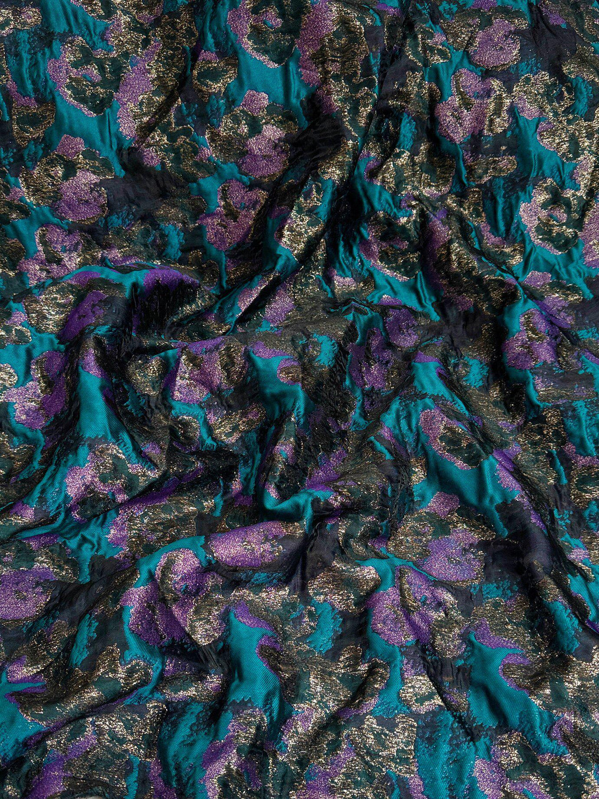 Teal Purple Shimmer Jacquard Fabric, 3D Textured Yarn-Dyed Woven Textile for Dresses, Jackets, Skirts, Costumes and Sewing, 57"Wide