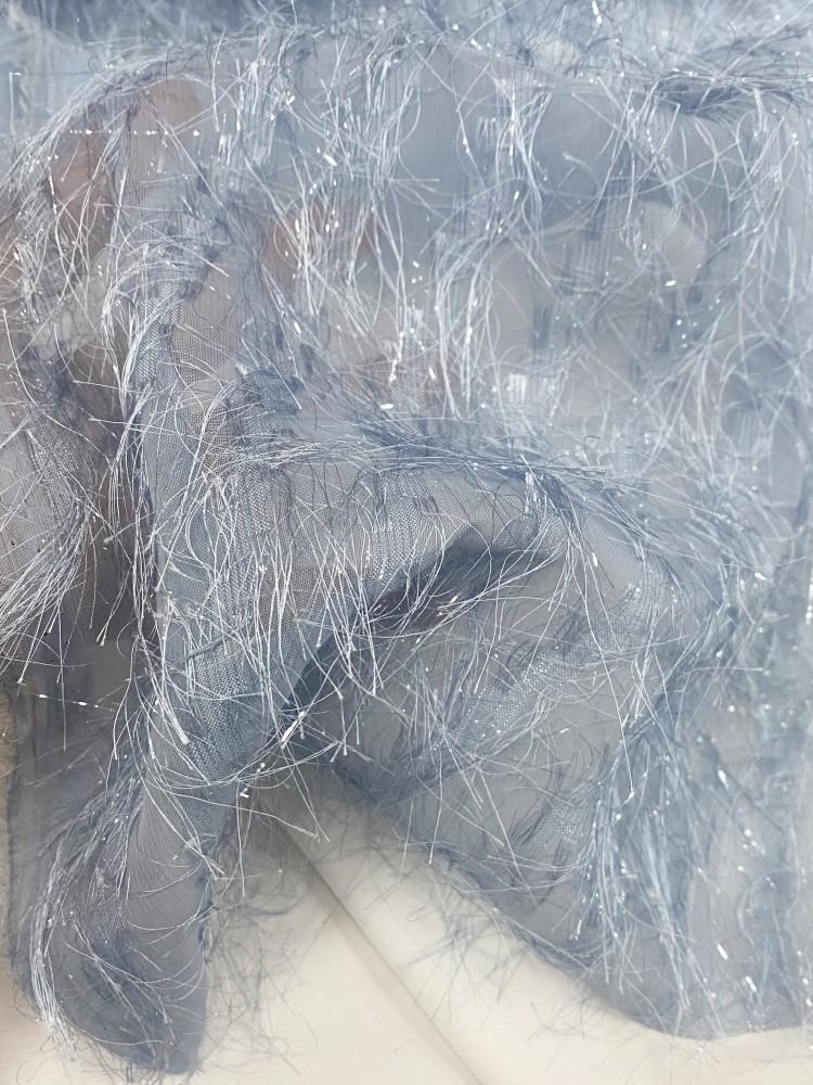 Long Fringe Mesh Fabric, Shimmer Textured Fashion Textile, 2 Colors for Gowns, Dresses, Stage Costumes, Dancewear and Sewing, 57"Wide