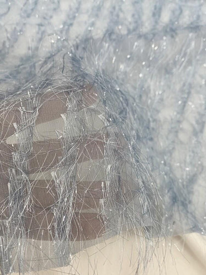 Long Fringe Mesh Fabric, Shimmer Textured Fashion Textile, 2 Colors for Gowns, Dresses, Stage Costumes, Dancewear and Sewing, 57"Wide