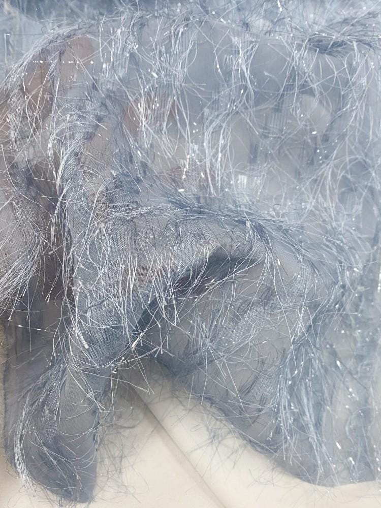 Long Fringe Mesh Fabric, Shimmer Textured Fashion Textile, 2 Colors for Gowns, Dresses, Stage Costumes, Dancewear and Sewing, 57"Wide