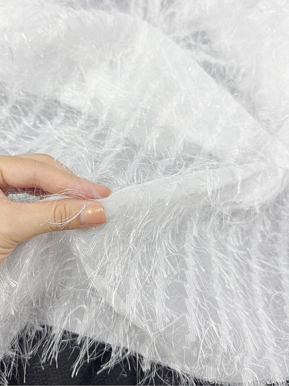 Long Fringe Mesh Fabric, Shimmer Textured Fashion Textile, 2 Colors for Gowns, Dresses, Stage Costumes, Dancewear and Sewing, 57"Wide