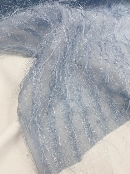 Long Fringe Mesh Fabric, Shimmer Textured Fashion Textile, 2 Colors for Gowns, Dresses, Stage Costumes, Dancewear and Sewing, 57"Wide