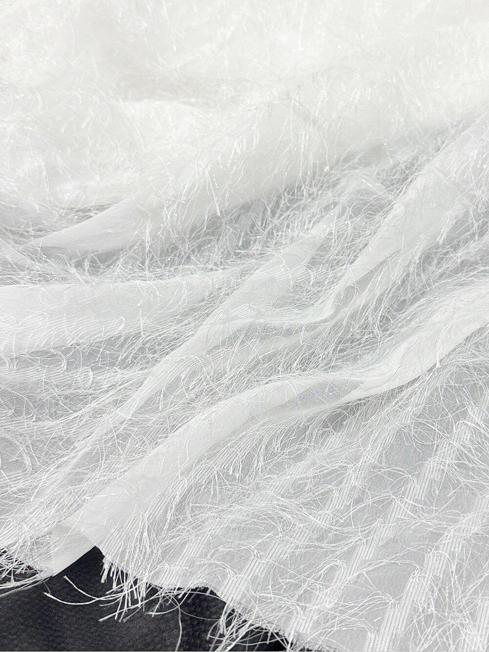 Long Fringe Mesh Fabric, Shimmer Textured Fashion Textile, 2 Colors for Gowns, Dresses, Stage Costumes, Dancewear and Sewing, 57"Wide