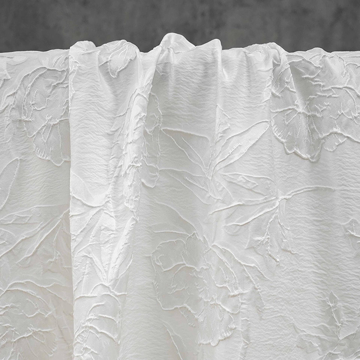 Ivory White Embossed Peony Floral Jacquard Fabric, 3D Textured Woven Fabric for Dresses, Cheongsam, Bridal Wear and Crafts, 55" Wide