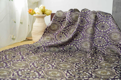 Persian Floral Medallion Jacquard Fabric, Metallic Gold Thread Brocade with Diamond Pattern for Cheongsam, Jackets, Bags and Home Decor, 63"