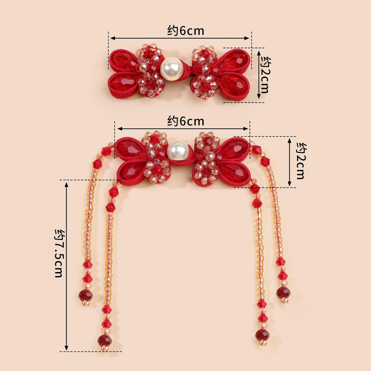Hand Beaded Pearl Frog Buttons with Crystal Flowers and Tassels, Chinese Knot Closures for Cheongsam, Qipao and Sewing Crafts