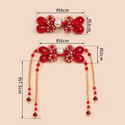 Hand Beaded Pearl Frog Buttons with Crystal Flowers and Tassels, Chinese Knot Closures for Cheongsam, Qipao and Sewing Crafts