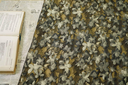 Olive Green Floral Jacquard Fabric, 3D Embossed Watercolor Flower Woven Brocade for Dresses, Cheongsam, Jackets and Home Decor - 62"W