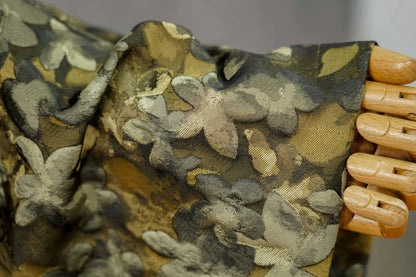 Olive Green Floral Jacquard Fabric, 3D Embossed Watercolor Flower Woven Brocade for Dresses, Cheongsam, Jackets and Home Decor - 62"W