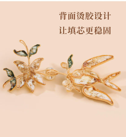 Chinese Swallow Bird Floral Frog Buttons with Faux Pearls, Decorative Knot Closures for Cheongsam, Qipao, Jackets and Sewing Crafts