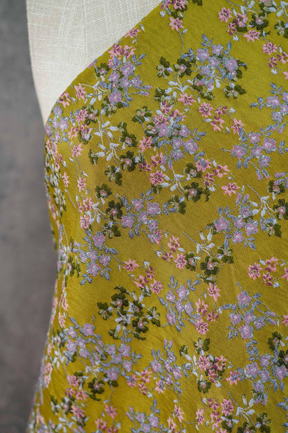 Floral Jacquard Fabric, 3D Raised Ditsy Flowers, Vintage Cottagecore Textured Fabric for Dresses, Jackets, Skirts and Sewing, 55"Wide