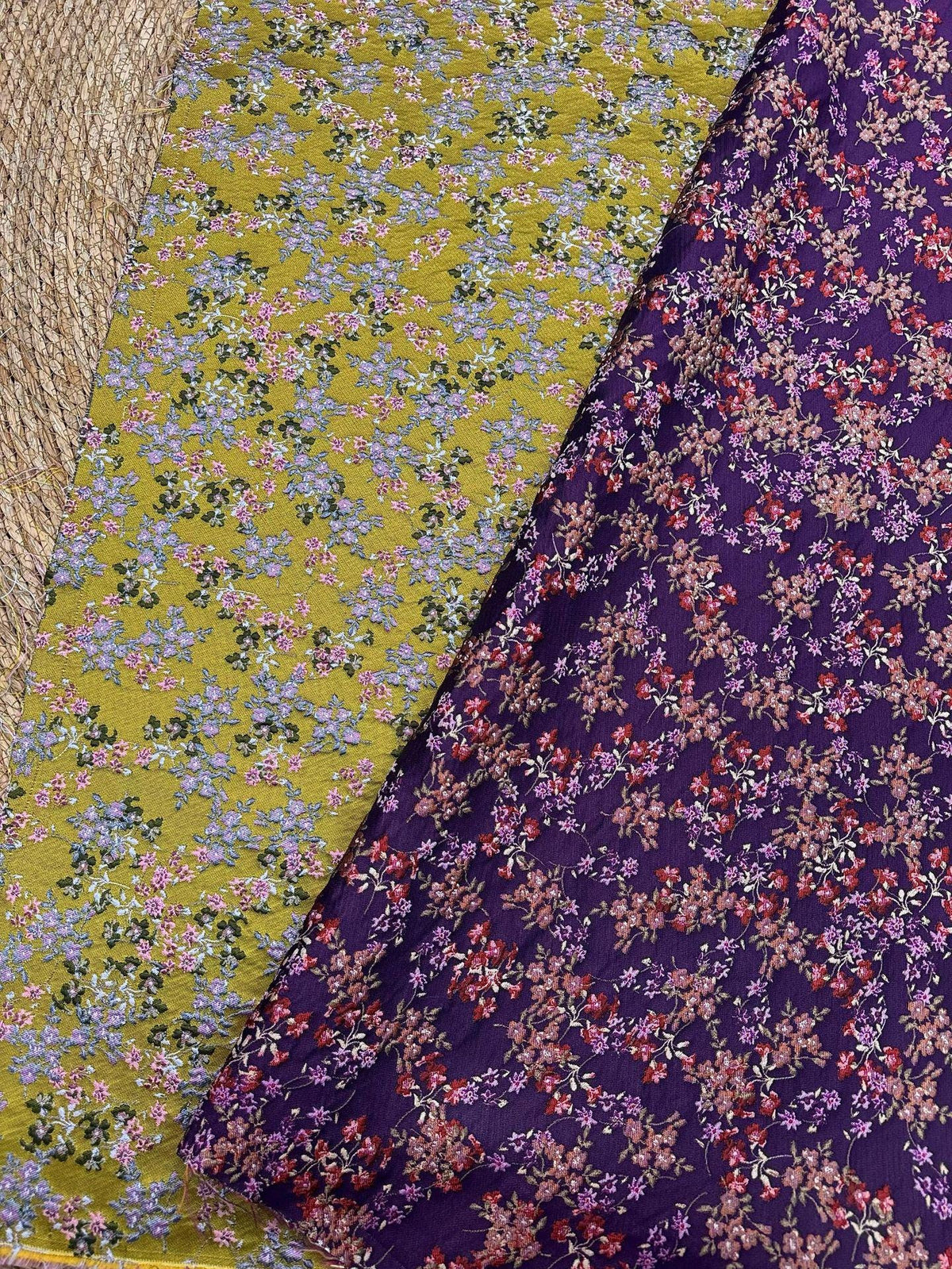 Floral Jacquard Fabric, 3D Raised Ditsy Flowers, Vintage Cottagecore Textured Fabric for Dresses, Jackets, Skirts and Sewing, 55"Wide