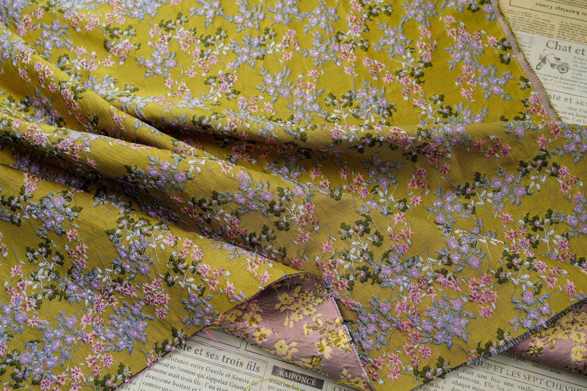 Floral Jacquard Fabric, 3D Raised Ditsy Flowers, Vintage Cottagecore Textured Fabric for Dresses, Jackets, Skirts and Sewing, 55"Wide