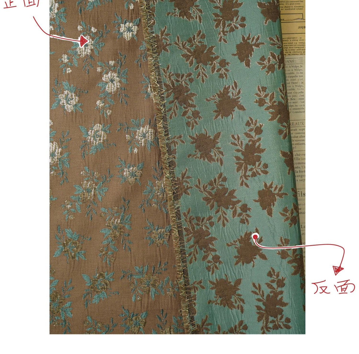 Brown Floral Jacquard Fabric, Gold Thread Ditsy Flowers, Vintage Textured Brocade for Dresses, Jackets, Cheongsam and Home Decor, 55"W