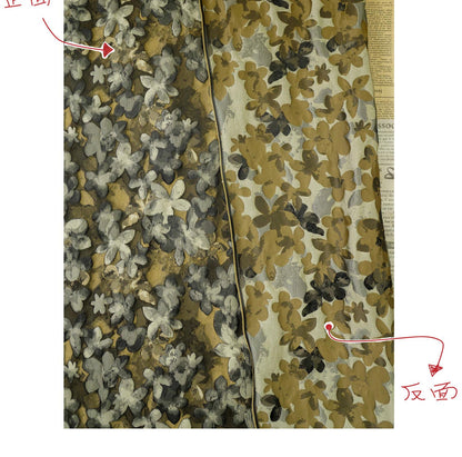 Olive Green Floral Jacquard Fabric, 3D Embossed Watercolor Flower Woven Brocade for Dresses, Cheongsam, Jackets and Home Decor - 62"W