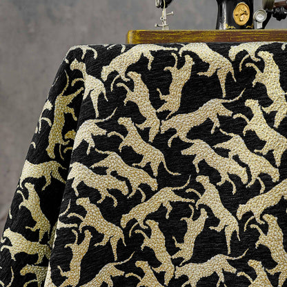 Black Gold Abstract Leopard Jacquard Fabric, 3D Embossed Metallic Brocade for Coats, Jackets, Dresses, Bags and Upholstery - 58"W