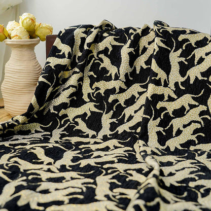 Black Gold Abstract Leopard Jacquard Fabric, 3D Embossed Metallic Brocade for Coats, Jackets, Dresses, Bags and Upholstery - 58"W