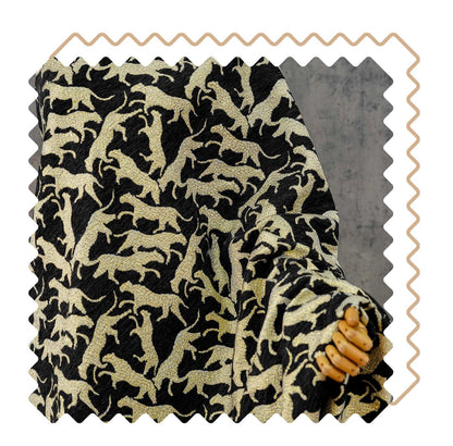 Black Gold Abstract Leopard Jacquard Fabric, 3D Embossed Metallic Brocade for Coats, Jackets, Dresses, Bags and Upholstery - 58"W