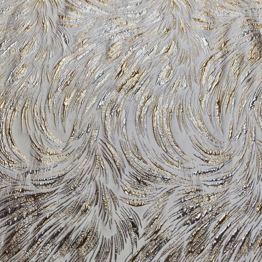 Metallic Jacquard Fabric, Gold Shimmer Firework Pattern, 3D Raised Textured Brocade for Evening Gowns, Dresses, Jackets, 7 Colors, 57"