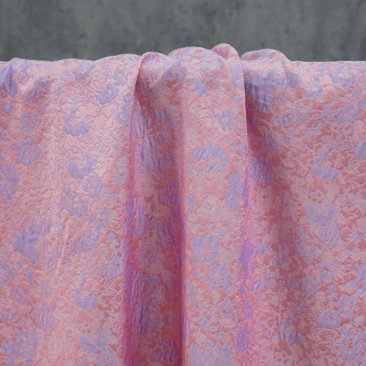 Pastel Floral Jacquard Fabric, Pink Lavender 3D Raised Textured Brocade, Abstract Flower Pattern for Dresses, Skirts, Sewing, 2 Colors, 65" - Poppylollipop