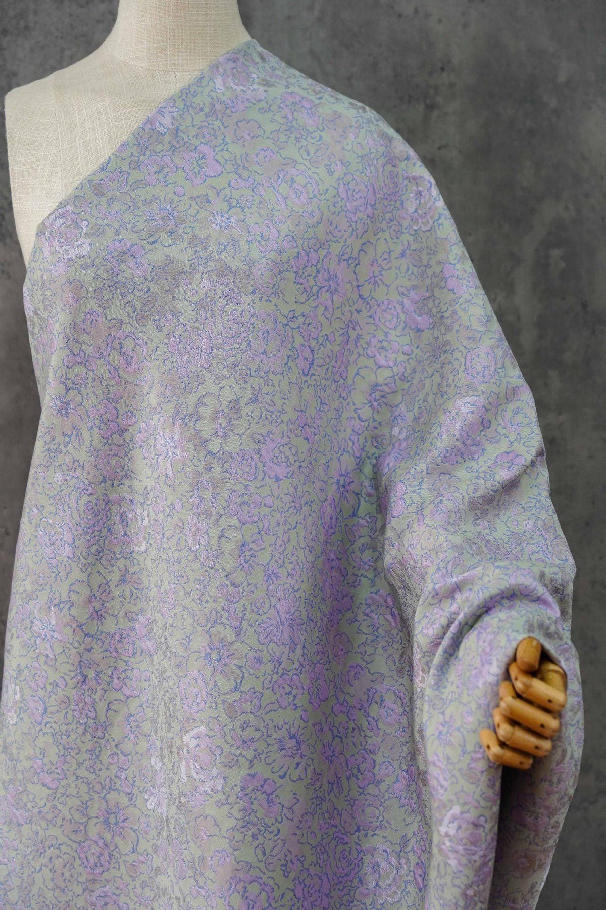 Pastel Floral Jacquard Fabric, Pink Lavender 3D Raised Textured Brocade, Abstract Flower Pattern for Dresses, Skirts, Sewing, 2 Colors, 65"