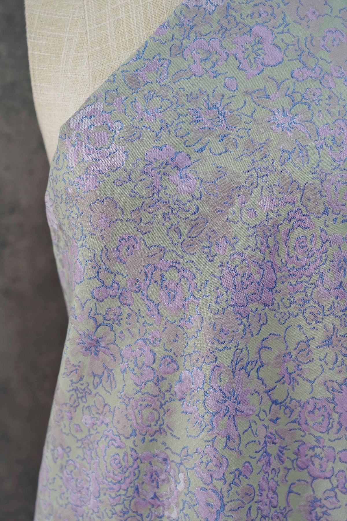 Pastel Floral Jacquard Fabric, Pink Lavender 3D Raised Textured Brocade, Abstract Flower Pattern for Dresses, Skirts, Sewing, 2 Colors, 65"