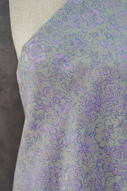 Pastel Floral Jacquard Fabric, Pink Lavender 3D Raised Textured Brocade, Abstract Flower Pattern for Dresses, Skirts, Sewing, 2 Colors, 65"