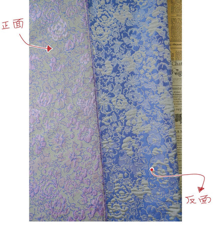 Pastel Floral Jacquard Fabric, Pink Lavender 3D Raised Textured Brocade, Abstract Flower Pattern for Dresses, Skirts, Sewing, 2 Colors, 65"