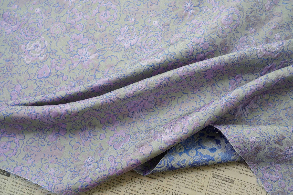 Pastel Floral Jacquard Fabric, Pink Lavender 3D Raised Textured Brocade, Abstract Flower Pattern for Dresses, Skirts, Sewing, 2 Colors, 65"