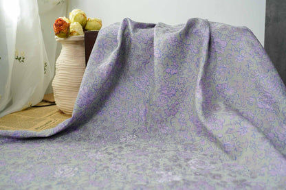 Pastel Floral Jacquard Fabric, Pink Lavender 3D Raised Textured Brocade, Abstract Flower Pattern for Dresses, Skirts, Sewing, 2 Colors, 65"