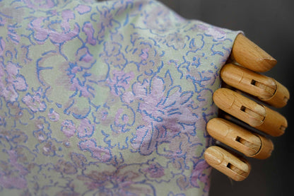 Pastel Floral Jacquard Fabric, Pink Lavender 3D Raised Textured Brocade, Abstract Flower Pattern for Dresses, Skirts, Sewing, 2 Colors, 65"