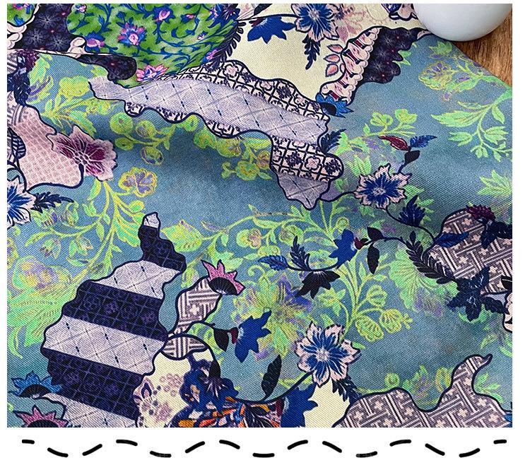 Butterfly Floral Print Twill Fabric, Colorful Vintage Patchwork Style, Heavyweight Double Layer Fabric for Jackets, Coat, Pants, Sewing, 59"