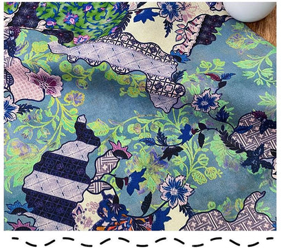 Butterfly Floral Print Twill Fabric, Colorful Vintage Patchwork Style, Heavyweight Double Layer Fabric for Jackets, Coat, Pants, Sewing, 59"