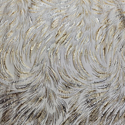 Metallic Jacquard Fabric, Gold Shimmer Firework Pattern, 3D Raised Textured Brocade for Evening Gowns, Dresses, Jackets, 7 Colors, 57"