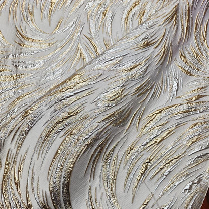 Metallic Jacquard Fabric, Gold Shimmer Firework Pattern, 3D Raised Textured Brocade for Evening Gowns, Dresses, Jackets, 7 Colors, 57"