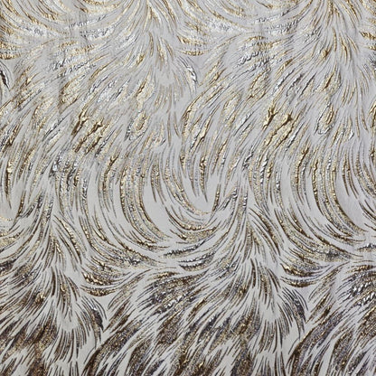 Metallic Jacquard Fabric, Gold Shimmer Firework Pattern, 3D Raised Textured Brocade for Evening Gowns, Dresses, Jackets, 7 Colors, 57"