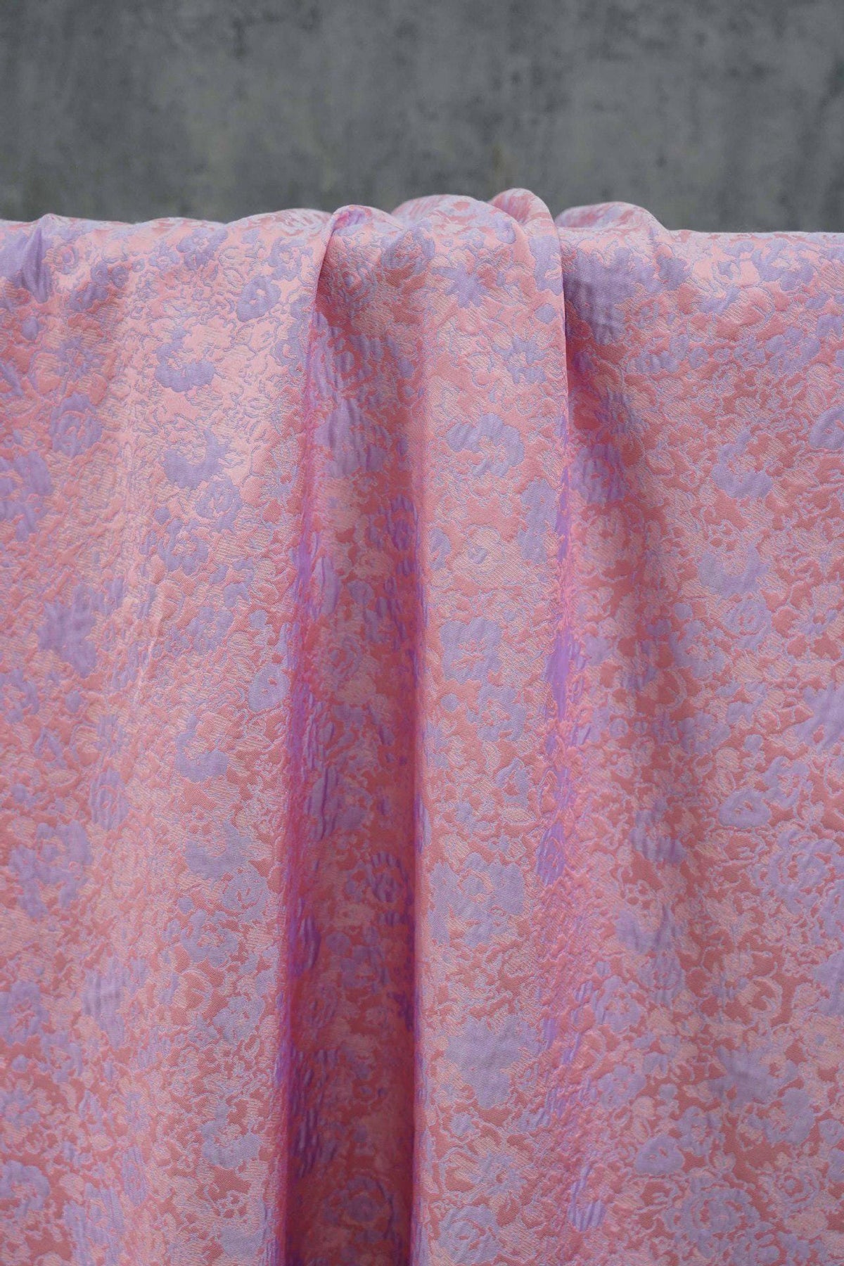 Pastel Floral Jacquard Fabric, Pink Lavender 3D Raised Textured Brocade, Abstract Flower Pattern for Dresses, Skirts, Sewing, 2 Colors, 65"
