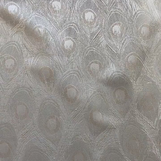 Peacock Feather Jacquard Fabric, Luxury Gold Metallic Woven Textile, Elegant Embossed Pattern Brocade Fabric for Dress, DIY Sewing
