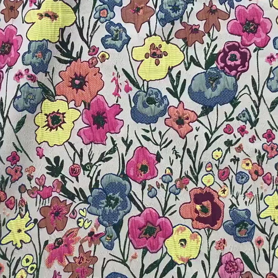 Art Style 3D Floral Jacquard Fabric, Abstract Embossed Flower Woven Textile, Double-Sided Fashion Material for DIY Clothing & Costumes, 52"W