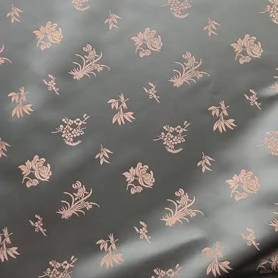 Chinese Floral Brocade Fabric by Yard, Plum Orchid Bamboo Chrysanthemum Jacquard, Oriental Satin Fabric for Sewing Decor Crafts