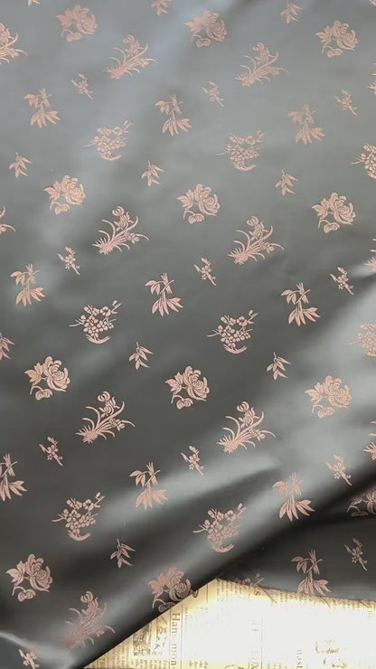 Chinese Floral Brocade Fabric by Yard, Plum Orchid Bamboo Chrysanthemum Jacquard, Oriental Satin Fabric for Sewing Decor Crafts