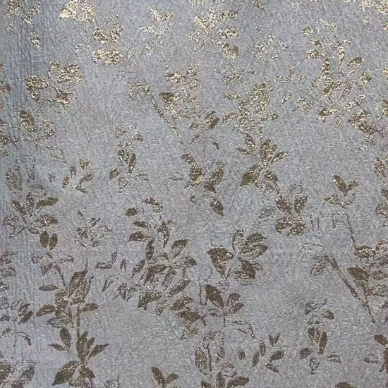 Ivory Gold 3D Embossed Floral Jacquard Fabric, Crinkle Texture Metallic Thread Fabric for Dresses, Bridal, Home Decor by the Yard, 55"Wide
