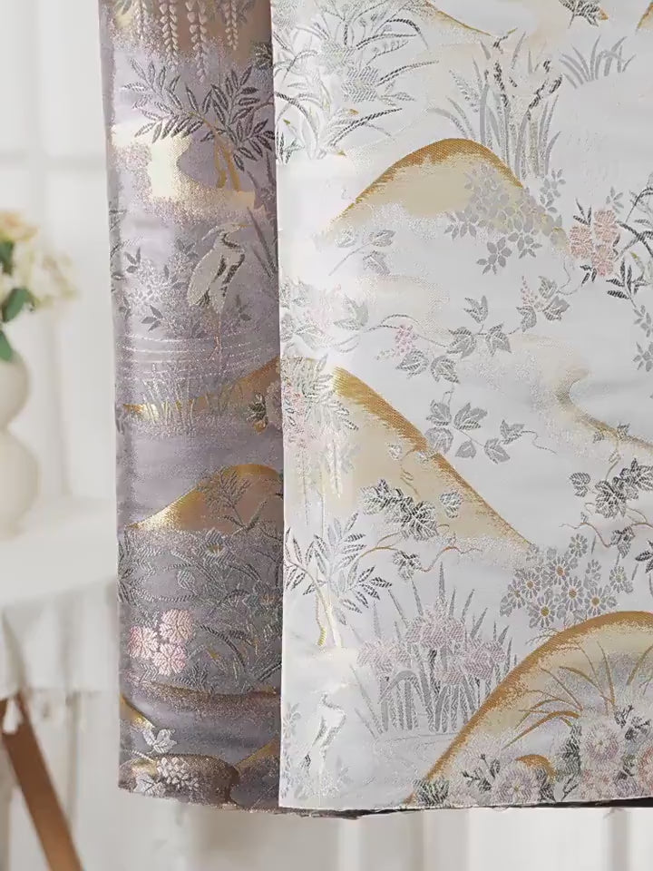Nishijin Weave Fabric: Japanese Style Floral Silk Rayon Blend