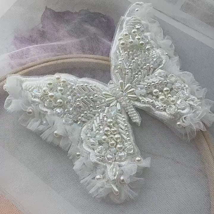 Handmade 3D Butterfly Applique | Double Layer Embroidered Fabric Patch | Hair Accessories Costume DIY Embellishment