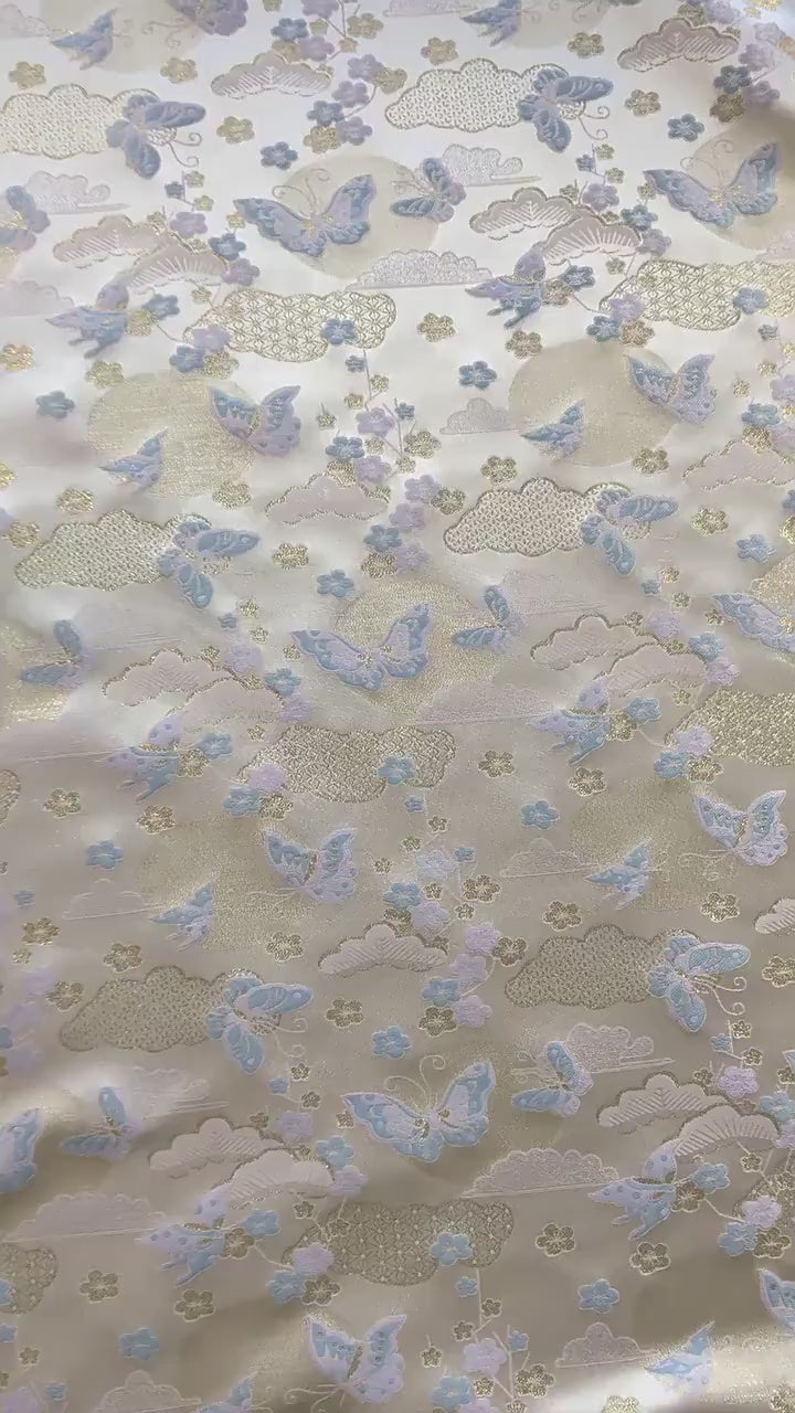 Chinese Song Brocade Fabric, Butterfly Gold Thread Jacquard Textile, Traditional Asian Fabric for Decor, Jewelry Box and Crafts