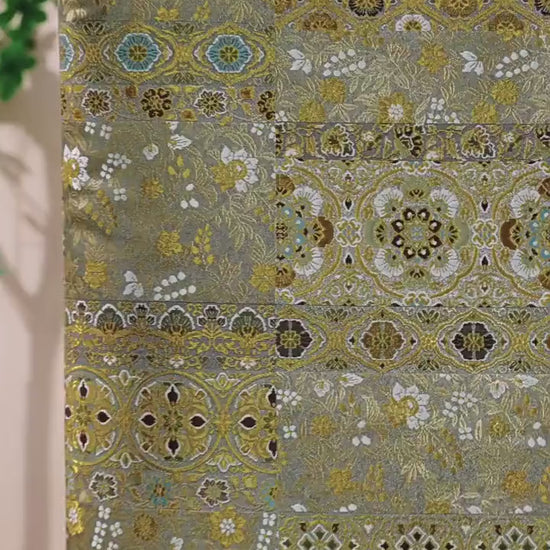 Diamond Floral Medallion Brocade Jacquard Fabric, 3D Ornamental Woven Textile for Qipao, Bags, Crafts and Home Decor