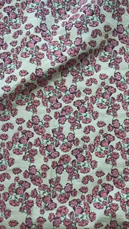 Small Floral Fabric by Yard, Yellow Cottagecore Jacquard Textile, Vintage Rose Dress Fabric for Sewing Quilting Crafts, 57"Wide