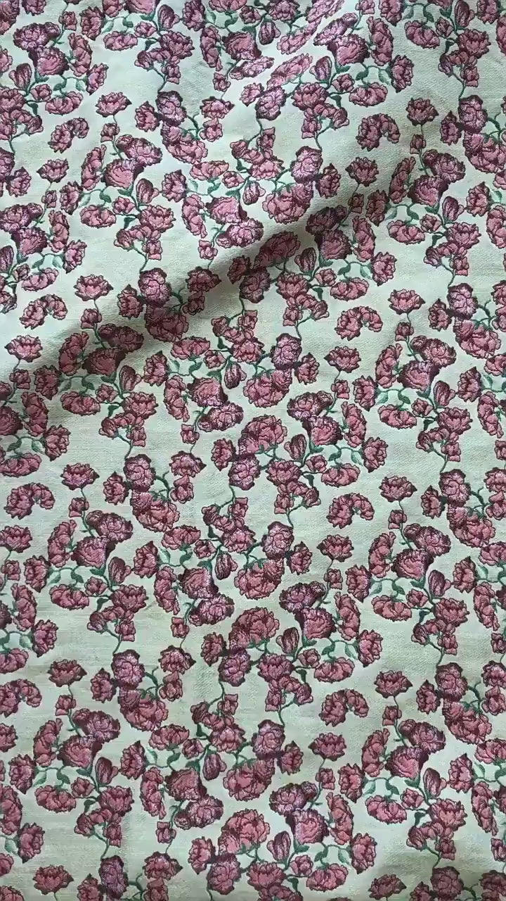 Small Floral Fabric by Yard, Yellow Cottagecore Jacquard Textile, Vintage Rose Dress Fabric for Sewing Quilting Crafts, 57"Wide